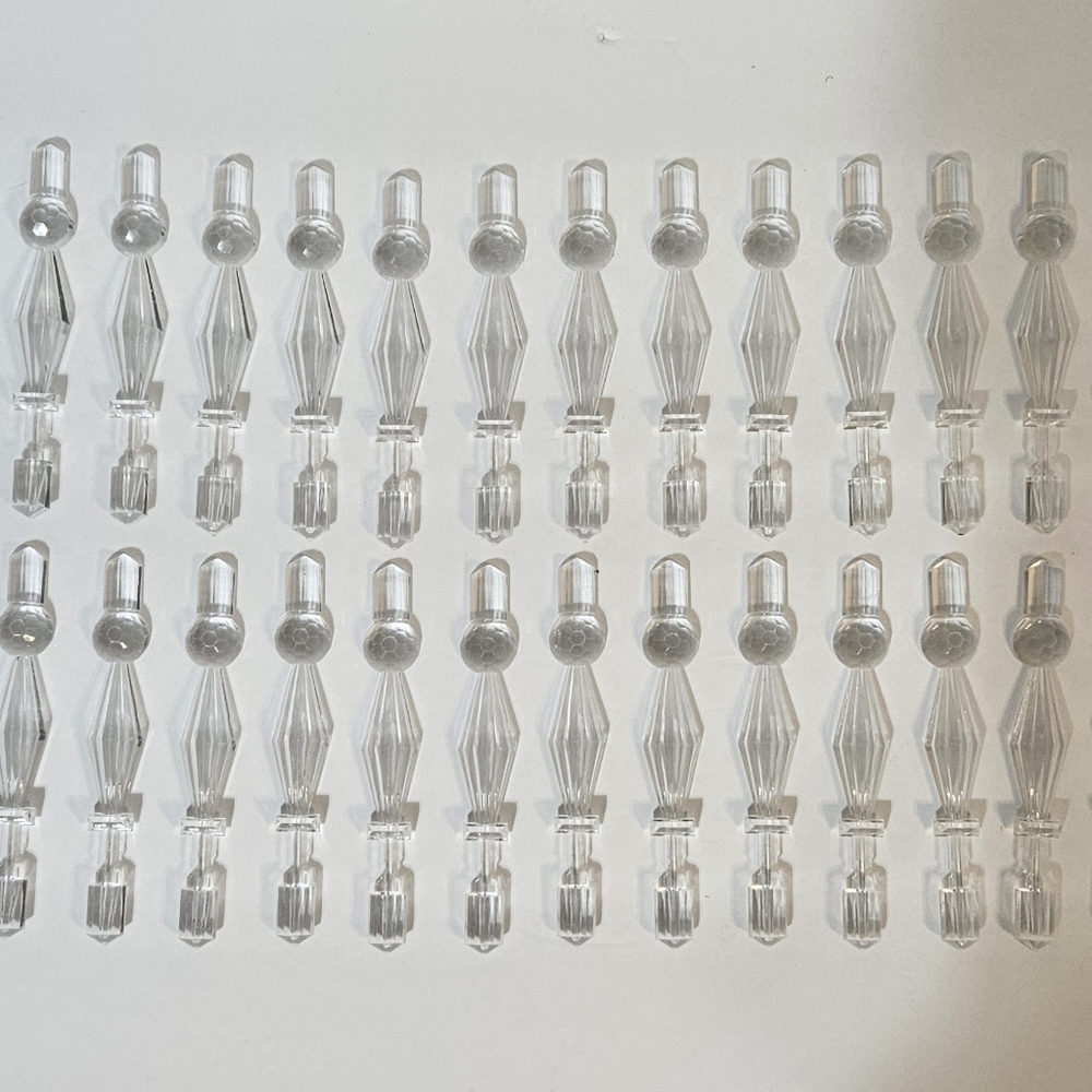Unbranded Vtg Clear Plastic Prism Icicle Dangling Holiday Ornaments Lot of 48